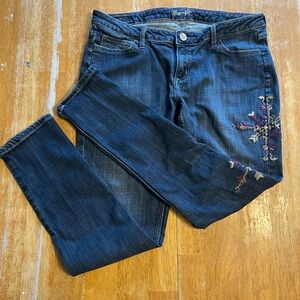 Wrangler Indigo Skinny Jeans with Floral Embroidery